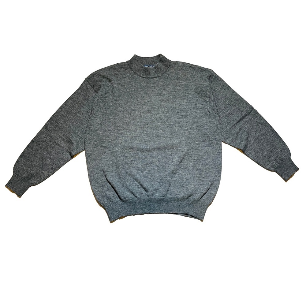 Bowen & Wright Men's Large Gray Merino Wool High Neck Vintage Knit Sweater